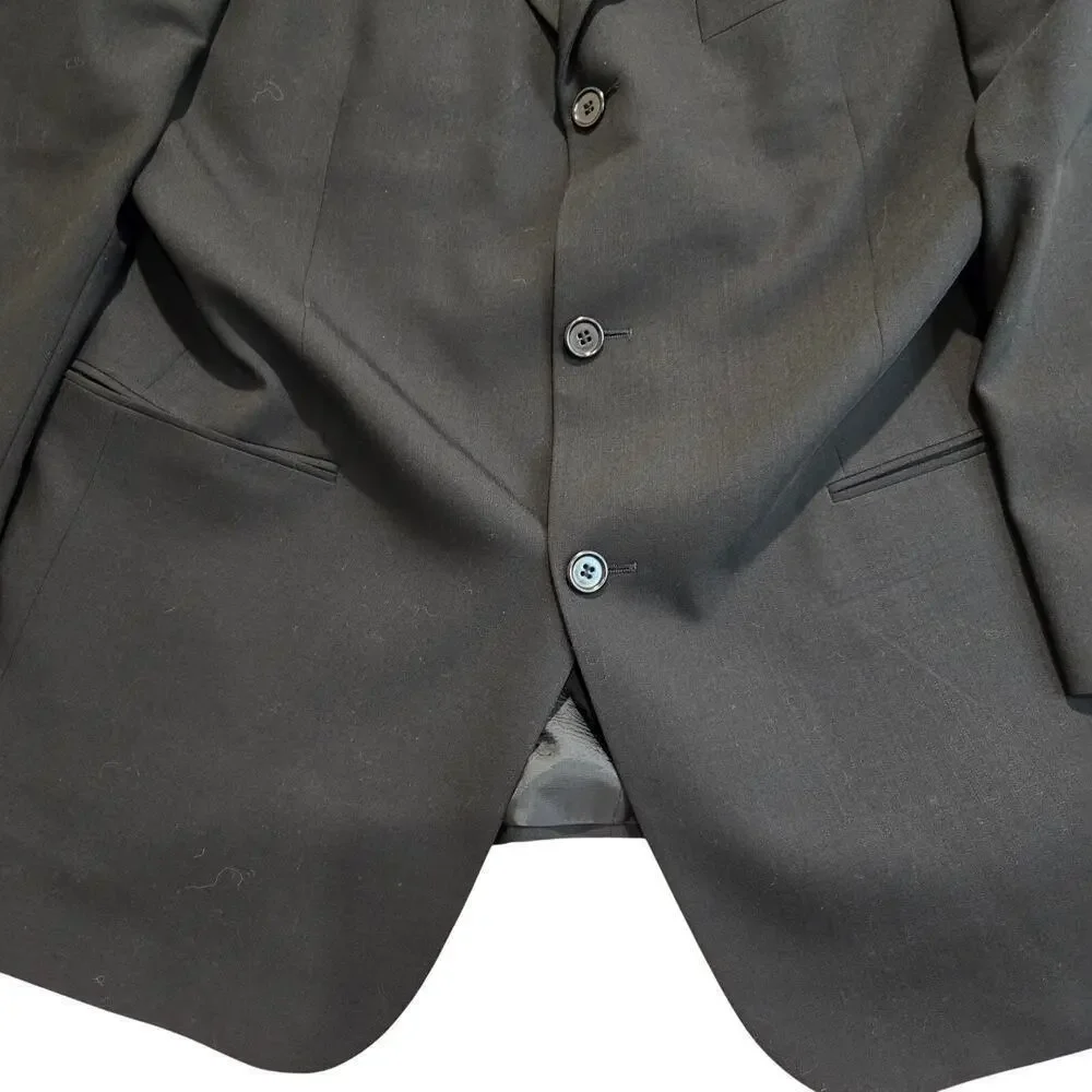 Vtg Hugo Boss 100% Wool Black 3-button Blazer Sports Coat Made in the USA 43R